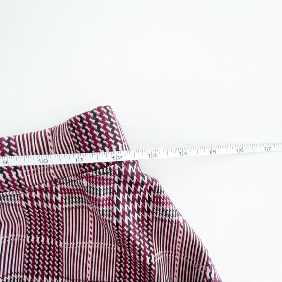 SO Mini Skirt Plaid Burgundy Black Tan Back Zip Skater A-Line Juniors Size S - Picture 5 of 6